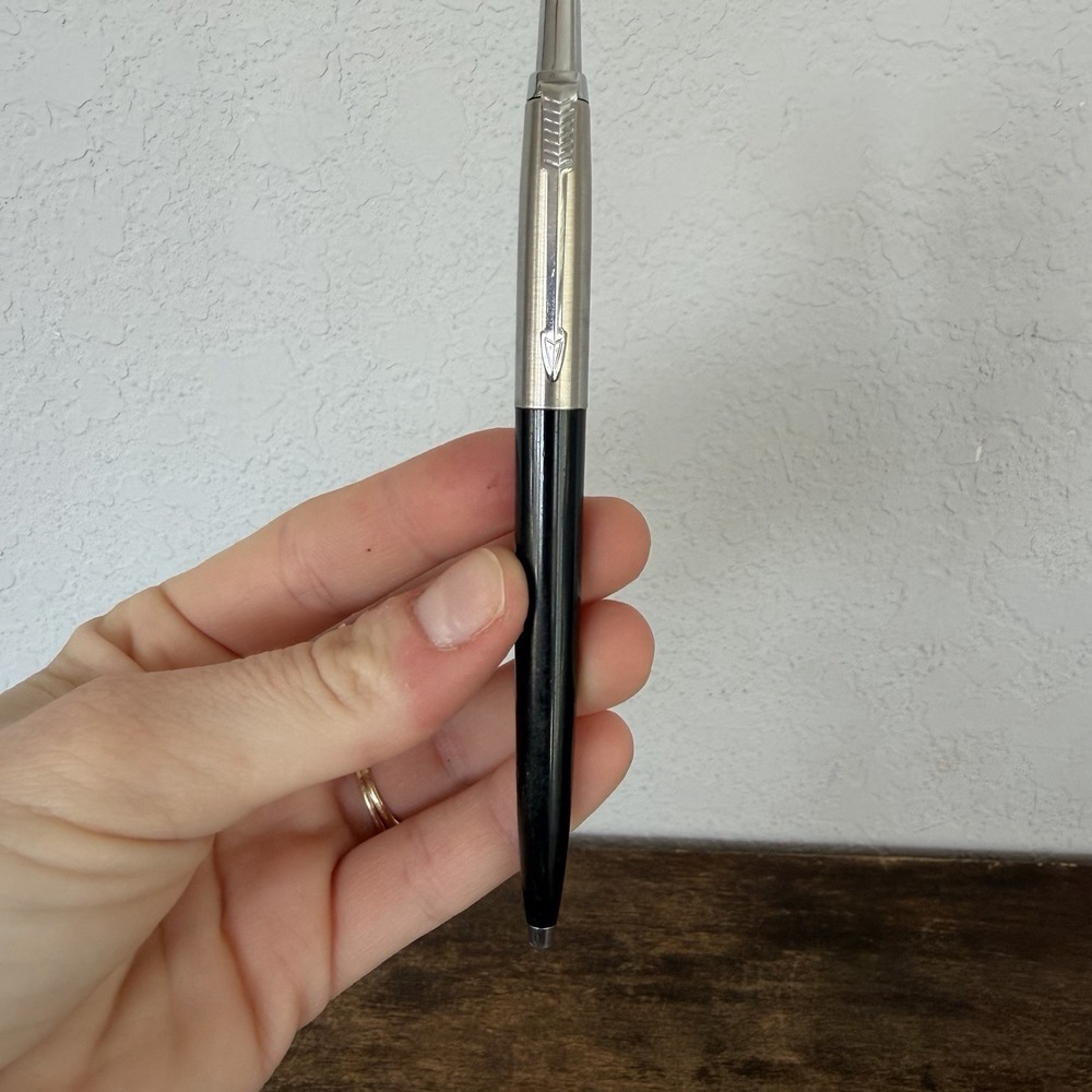 Parker‎ Jotter Ballpoint Pen Stainless Cap Black Barrel Vintage USA